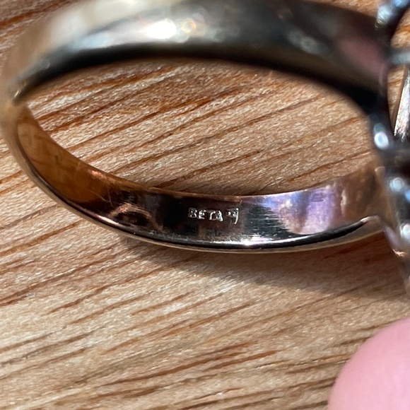 Garnet Ring & Bracelet Set - Vintage 1990's - Sterling Silver Washed Gold Sz 8 - Picture 5 of 12